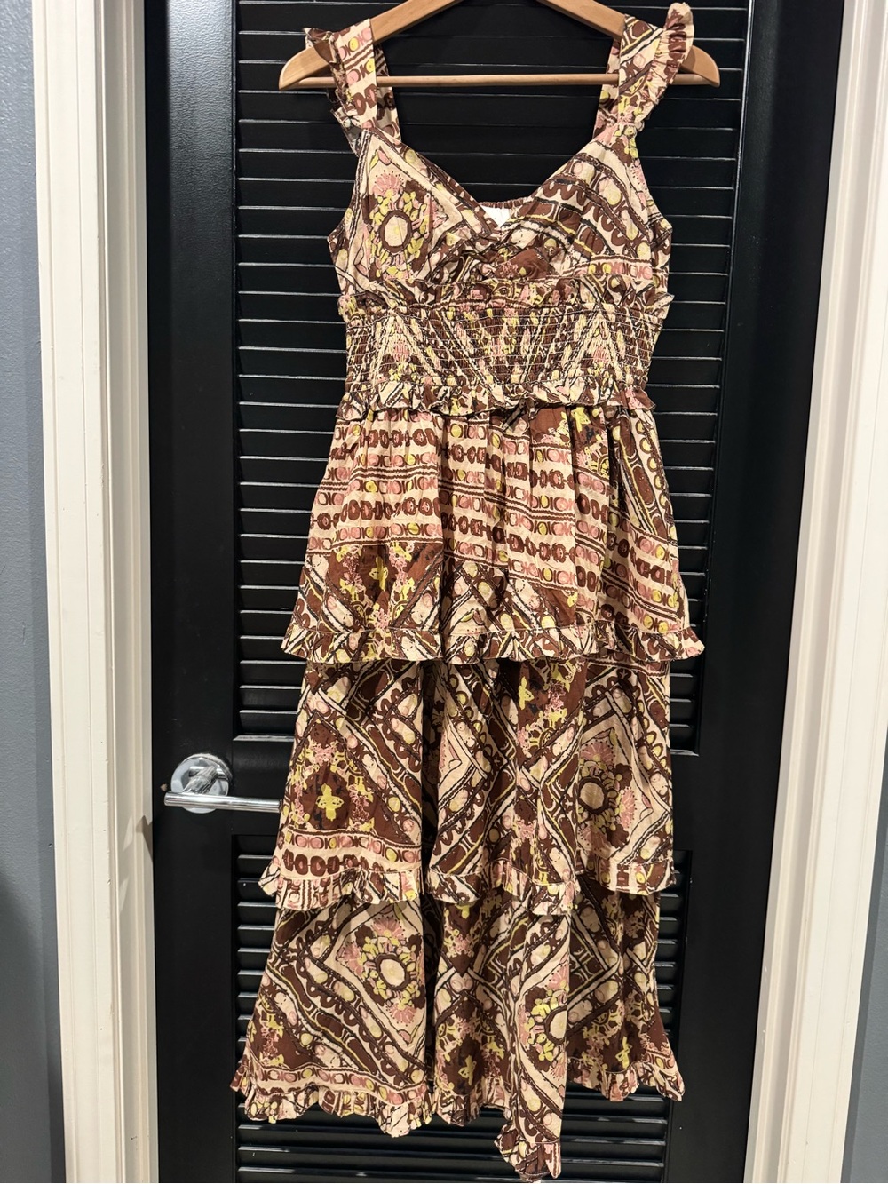 Cleobella S Stella dress - brown, rust, yellow print